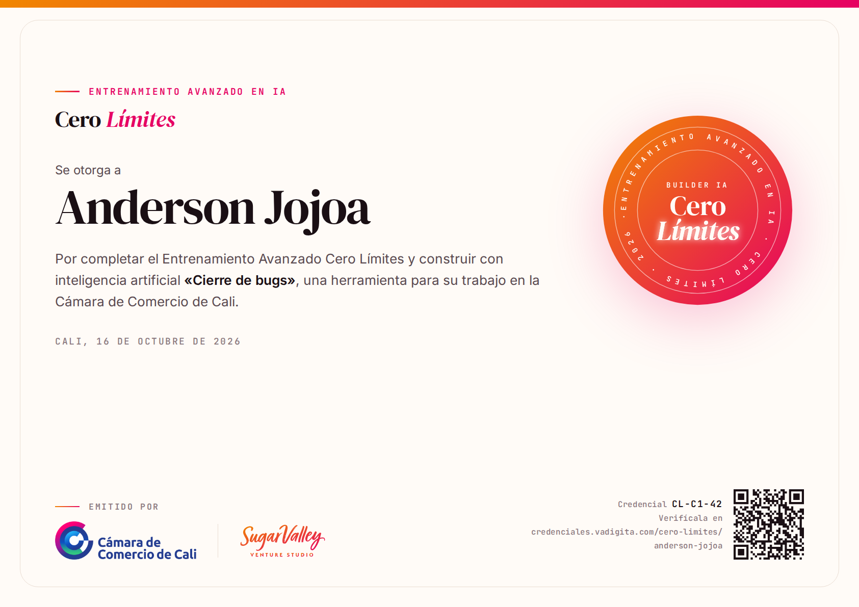Diploma de Anderson Jojoa