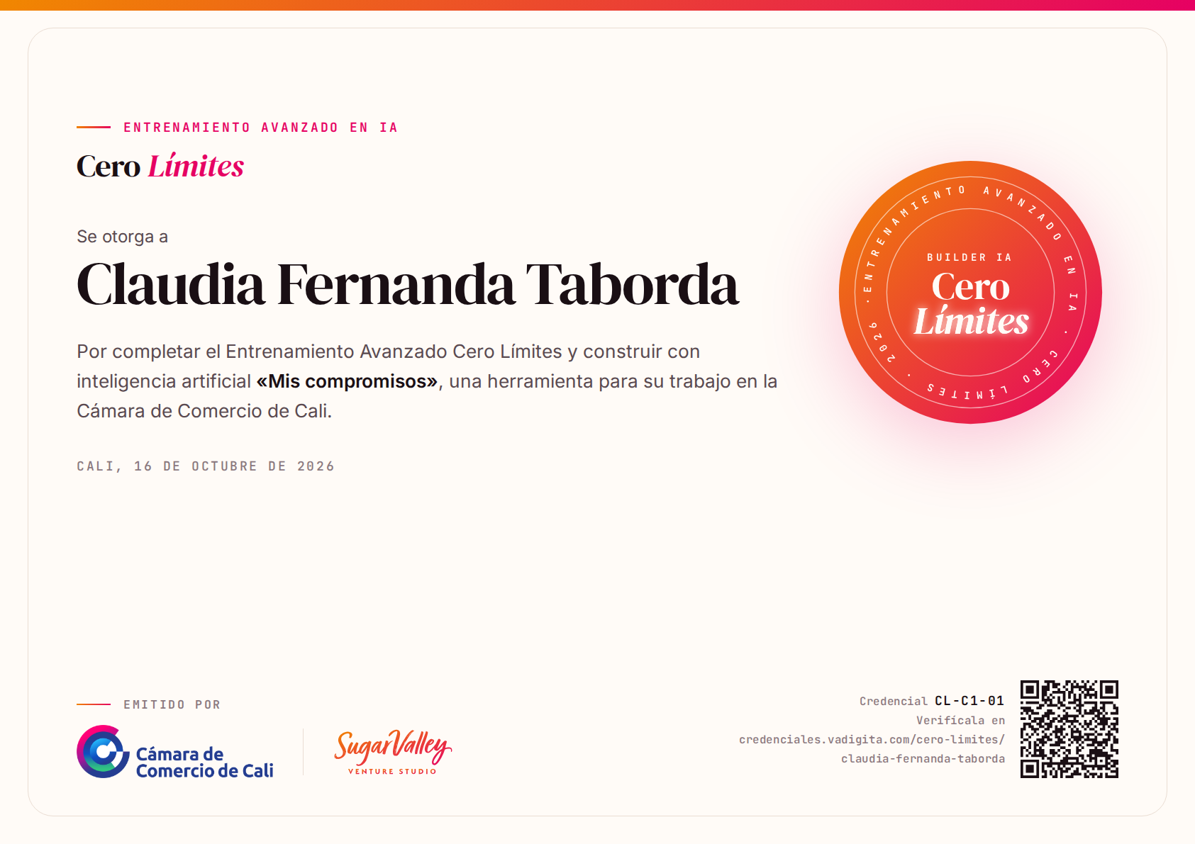 Diploma de Claudia Fernanda Taborda