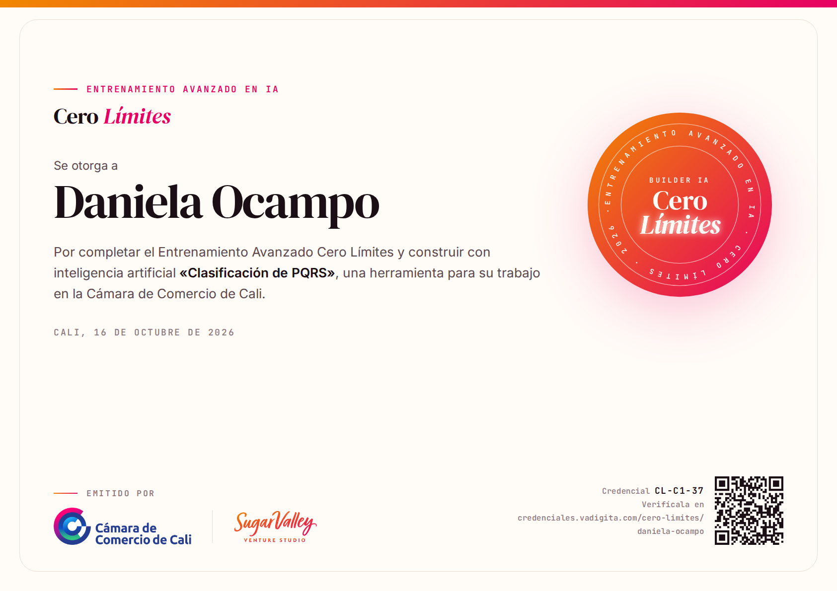 Diploma de Daniela Ocampo