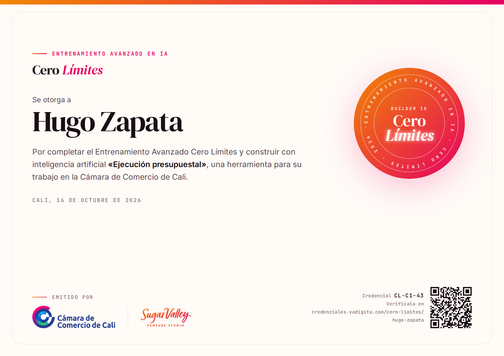 Diploma de Hugo Zapata