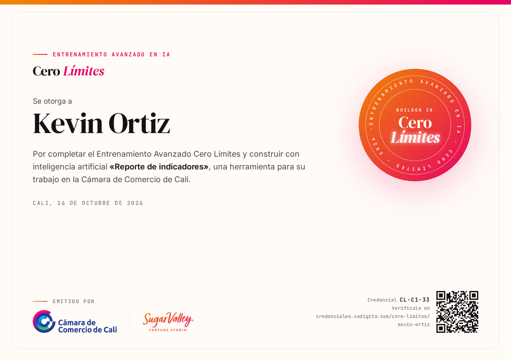 Diploma de Kevin Ortiz