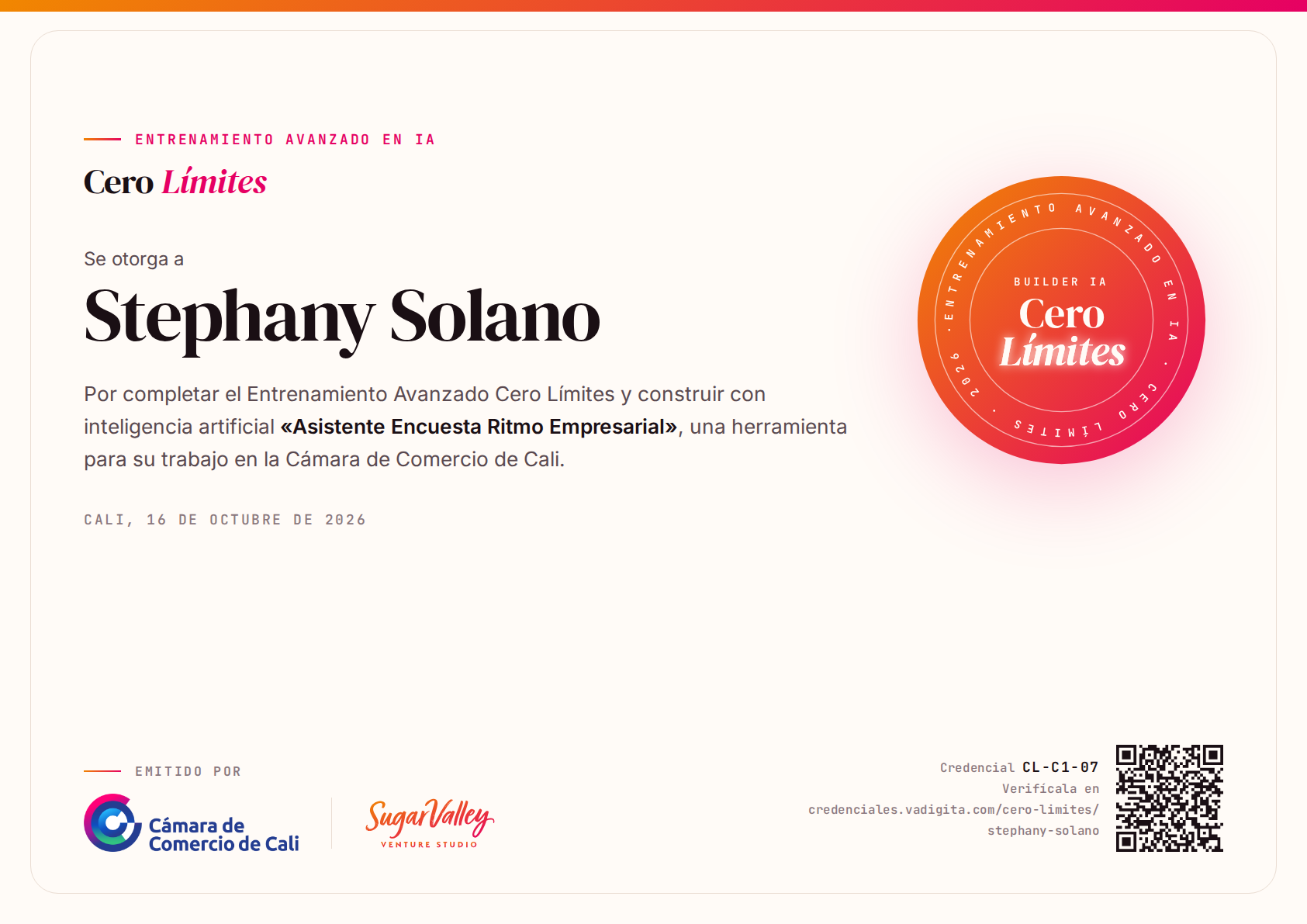 Diploma de Stephany Solano